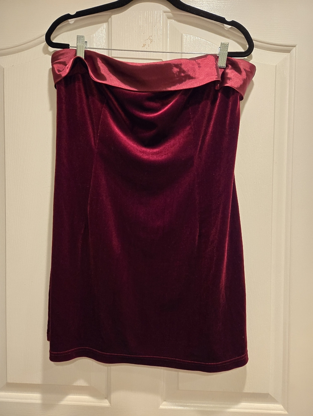 Burgundy Strapless Velvet  dress size XL